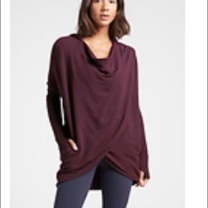 Athleta Purana Wrap Sweat Sweatshirt Maroon, Small